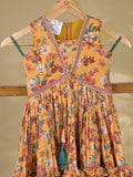 Yellow color Georgette floral sharara set for kids 5-6 years