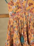 Yellow color Georgette floral sharara set for kids 5-6 years