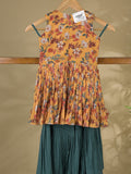 Yellow color Georgette floral sharara set for kids 5-6 years