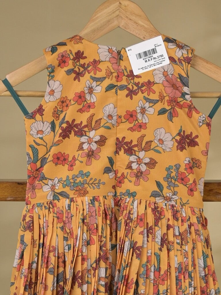 Yellow color Georgette floral sharara set for kids 5-6 years