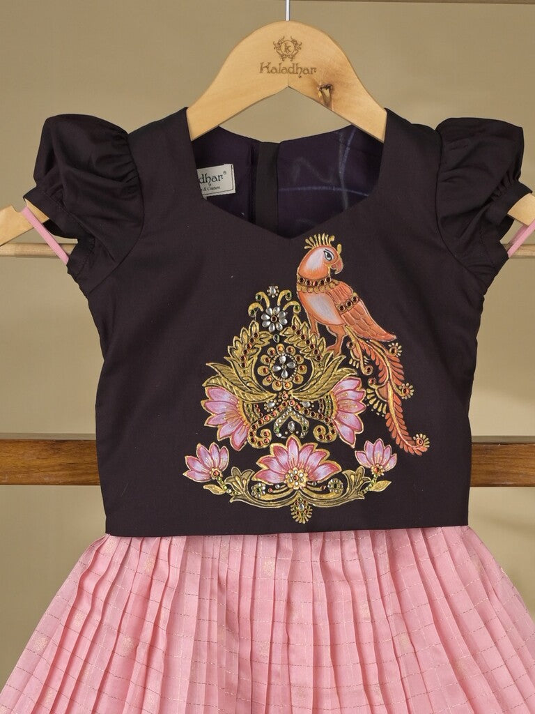 Traditional Kanchi Pattu Lehenga Set for Girls 2-3 years