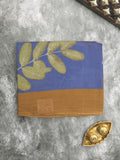 Mangalagiri cotton saree in royal blue color with contrast pallu and printed blouse