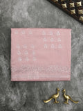 Tussar fancy saree in pastel pink color allover embroidery & zari border with self pallu and plain blouse