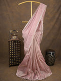 Tissue crush fancy saree light pink color allover motifs & embroidery border with running pallu and printed blouse