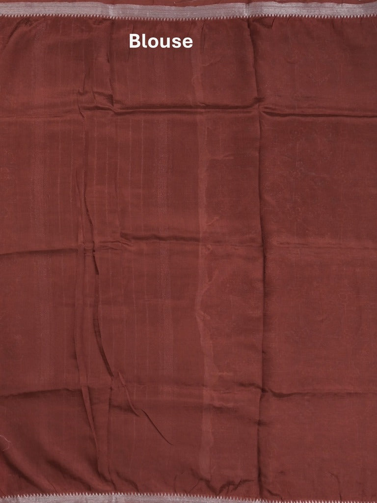 Mangalagiri fancy printed saree in maroon color with zari border and plain contrast blouse