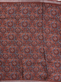 Mangalagiri fancy printed saree in maroon color with zari border and plain contrast blouse