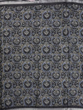Mangalagiri fancy printed saree in grey color with zari border and plain contrast blouse