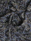 Mangalagiri fancy printed saree in grey color with zari border and plain contrast blouse
