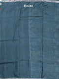 Mangalagiri fancy printed saree in grey color with zari border and plain contrast blouse