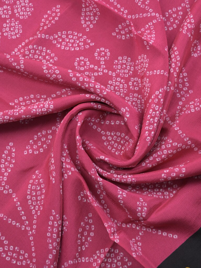 Mangalagiri fancy printed saree in pink color with zari border and plain contrast blouse