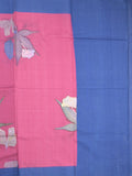 Mangalagiri cotton saree in pink color with contrast pallu and printed blouse