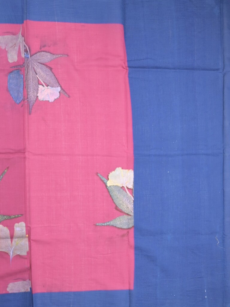 Mangalagiri cotton saree in pink color with contrast pallu and printed blouse