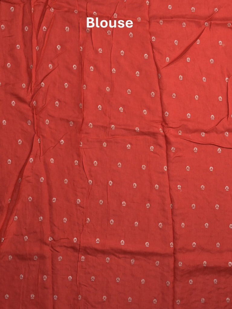 Chinnon fancy saree dark green color allover motifs & embroidery border with running pallu and contrast blouse