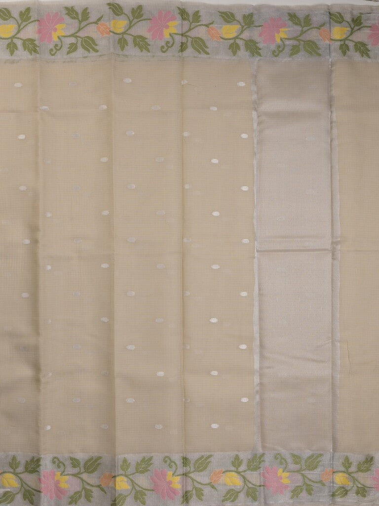 Kota fancy sarees in grey color allover motifs with zari border and matching blouse