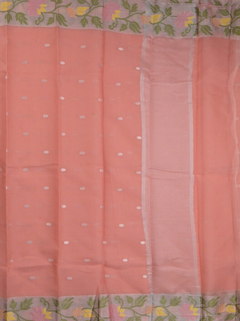 Kota fancy sarees in baby pink color allover motifs with zari border and matching blouse