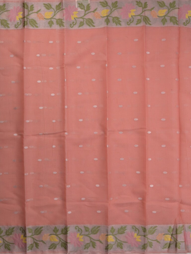 Kota fancy sarees in baby pink color allover motifs with zari border and matching blouse