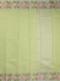 Kota fancy sarees in pastel green color allover motifs with zari border and matching blouse