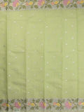 Kota fancy sarees in pastel green color allover motifs with zari border and matching blouse