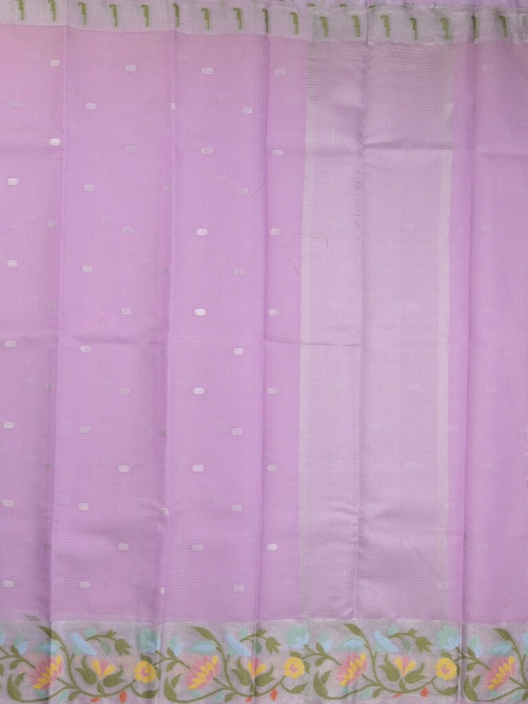 Kota fancy sarees in lavender color allover motifs with zari border and matching blouse