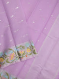 Kota fancy sarees in lavender color allover motifs with zari border and matching blouse