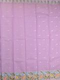Kota fancy sarees in lavender color allover motifs with zari border and matching blouse