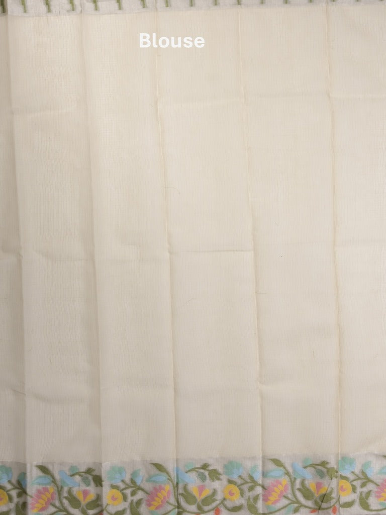 Kota fancy sarees in light beige color allover motifs with zari border and matching blouse