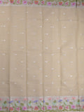 Kota fancy sarees in light beige color allover motifs with zari border and matching blouse