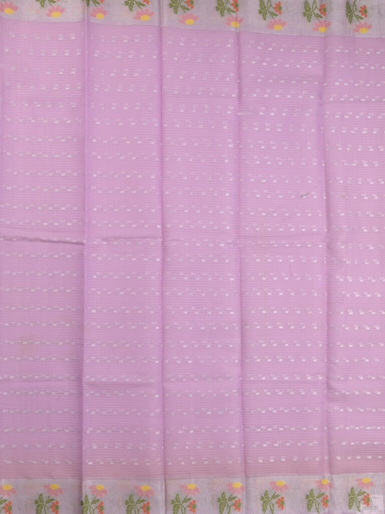 Kota fancy sarees in lavender color allover motifs with zari border and matching blouse
