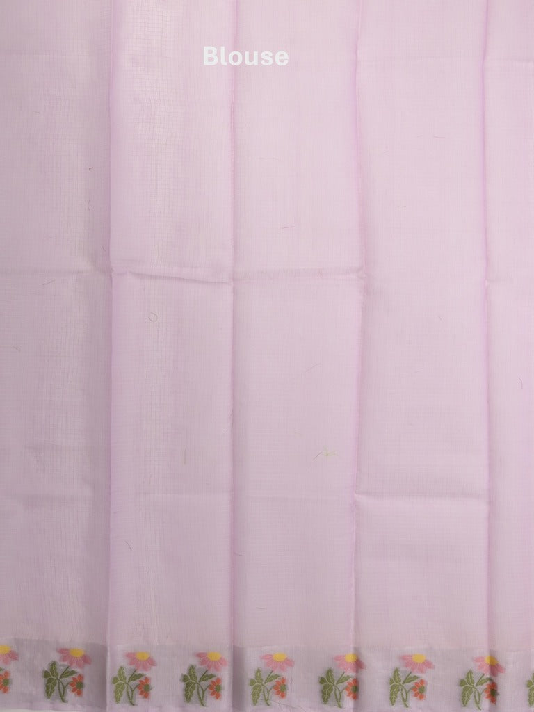 Kota fancy sarees in lavender color allover motifs with zari border and matching blouse