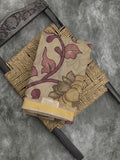 Kota cotton printed saree in cream color with contrast pallu and matching blouse