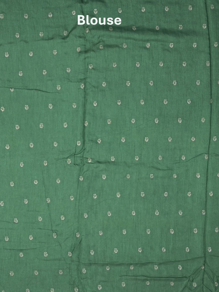 Chinnon fancy saree red color allover motifs & embroidery border with running pallu and contrast blouse