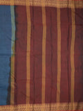 Dhaka cotton saree in peacock blue color with contrast pallu and attached blouse