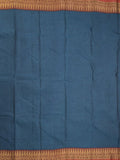 Dhaka cotton saree in peacock blue color with contrast pallu and attached blouse