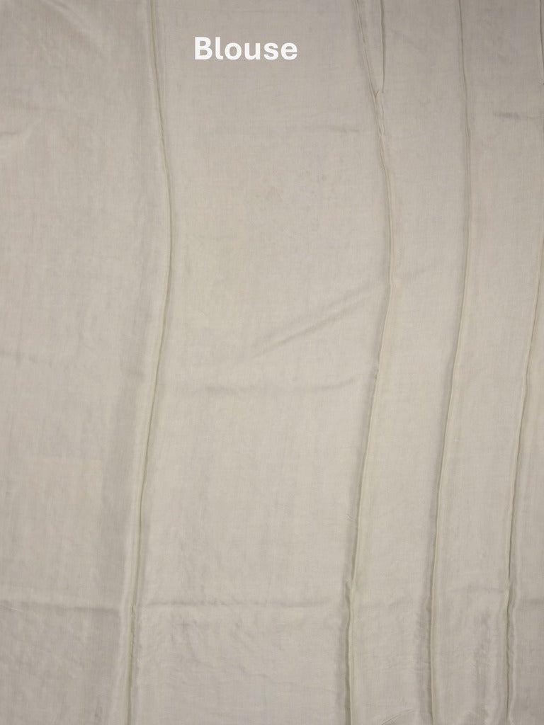 Organza fancy saree light grey color allover work & cutwork border with running pallu and plain blouse