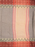 Dhaka cotton saree in grey color with contrast border and contrast pallu