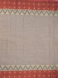 Dhaka cotton saree in grey color with contrast border and contrast pallu