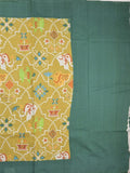 Mangalagiri cotton saree in golden yellow color with contrast pallu and plain blouse