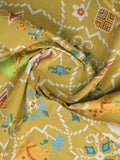 Mangalagiri cotton saree in golden yellow color with contrast pallu and plain blouse