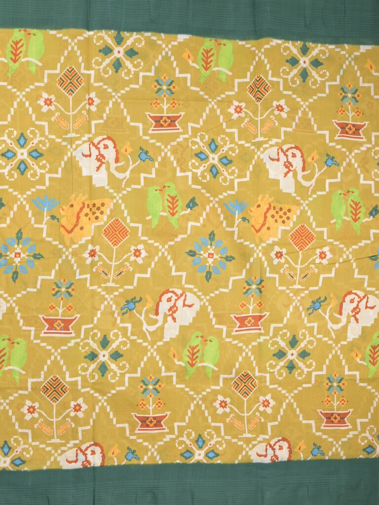 Mangalagiri cotton saree in golden yellow color with contrast pallu and plain blouse