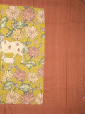 Mangalagiri cotton saree in golden yellow color with contrast pallu and plain blouse
