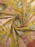Mangalagiri cotton saree in golden yellow color with contrast pallu and plain blouse