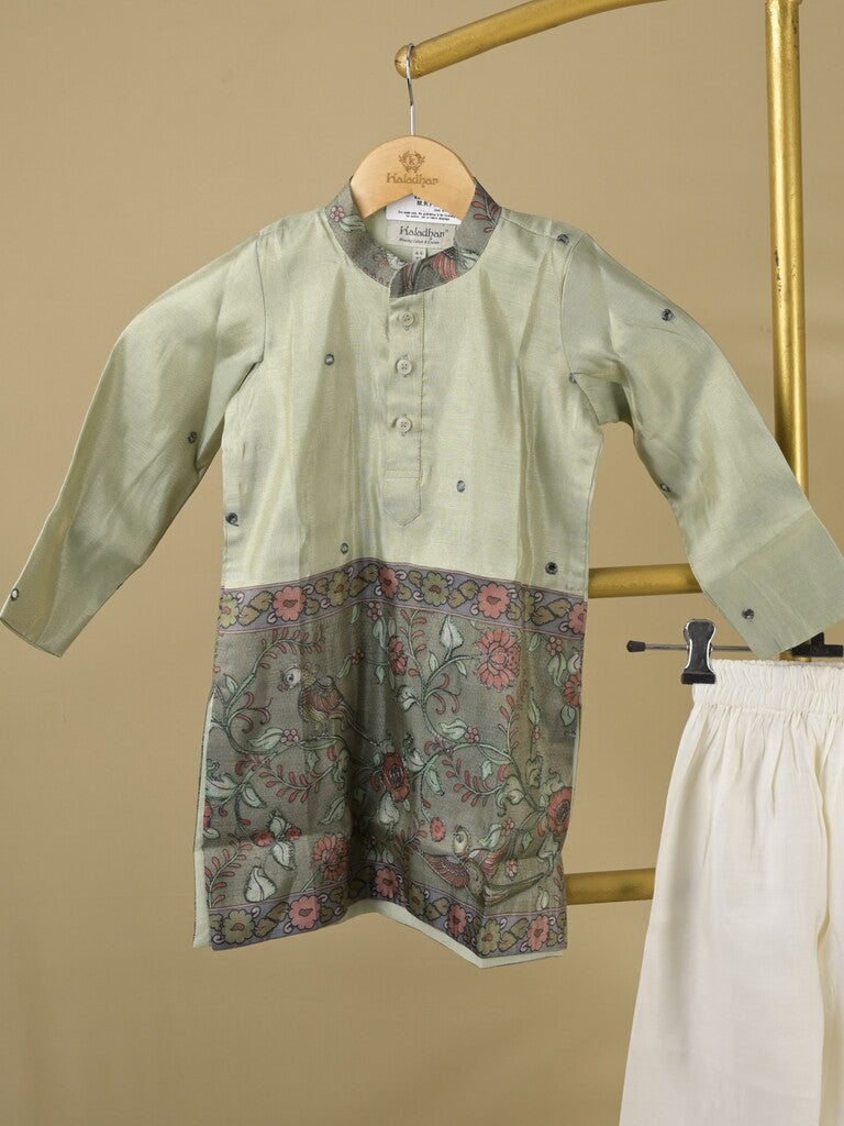 Tissue Kalamkari Boys Kurta set – Comfortable Fit 4-5 years