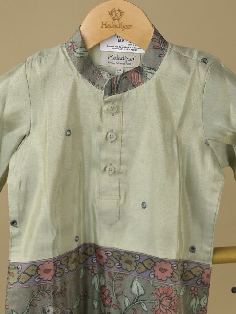 Tissue Kalamkari Boys Kurta set – Comfortable Fit 4-5 years