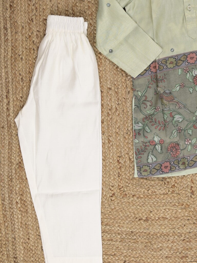 Tissue Kalamkari Boys Kurta set – Comfortable Fit 4-5 years