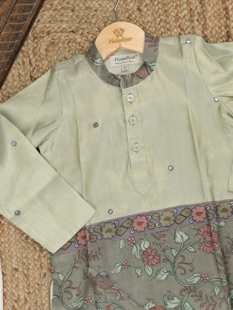 Tissue Kalamkari Boys Kurta set – Comfortable Fit 4-5 years
