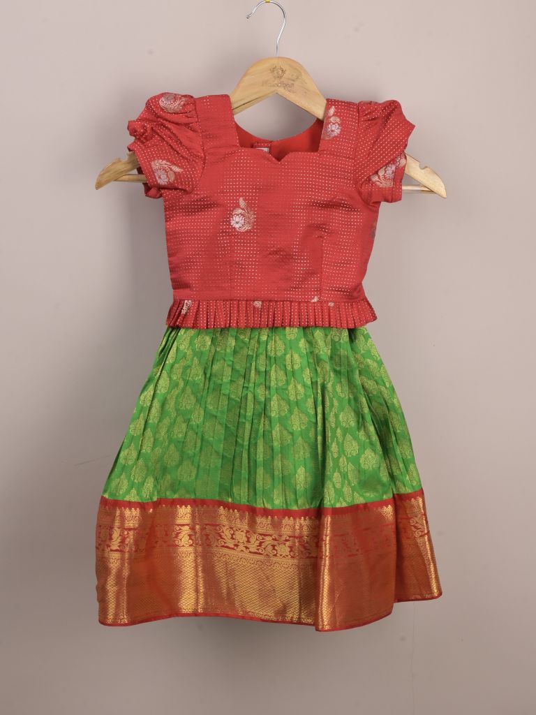Kids Traditional Pattu Lehenga Set | light pink | Festive & Ethnic Wear | 1-2 year