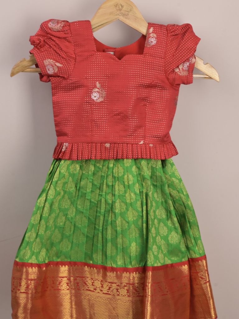 Kids Traditional Pattu Lehenga Set | light pink | Festive & Ethnic Wear | 1-2 year