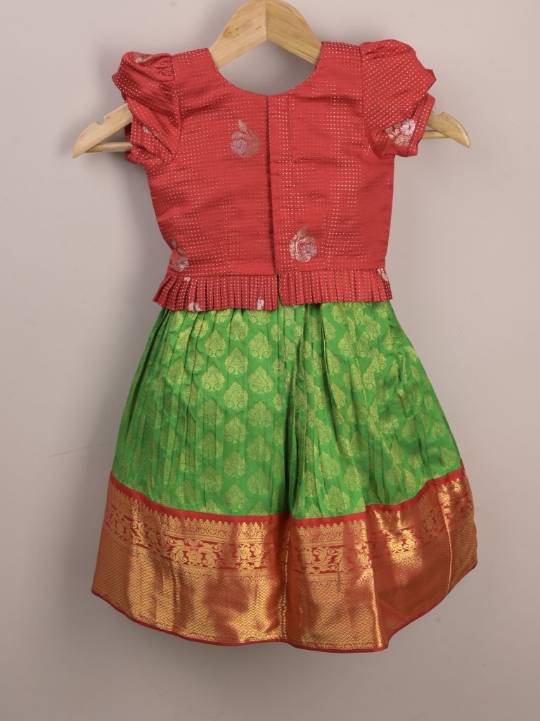 Kids Traditional Pattu Lehenga Set | light pink | Festive & Ethnic Wear | 1-2 year