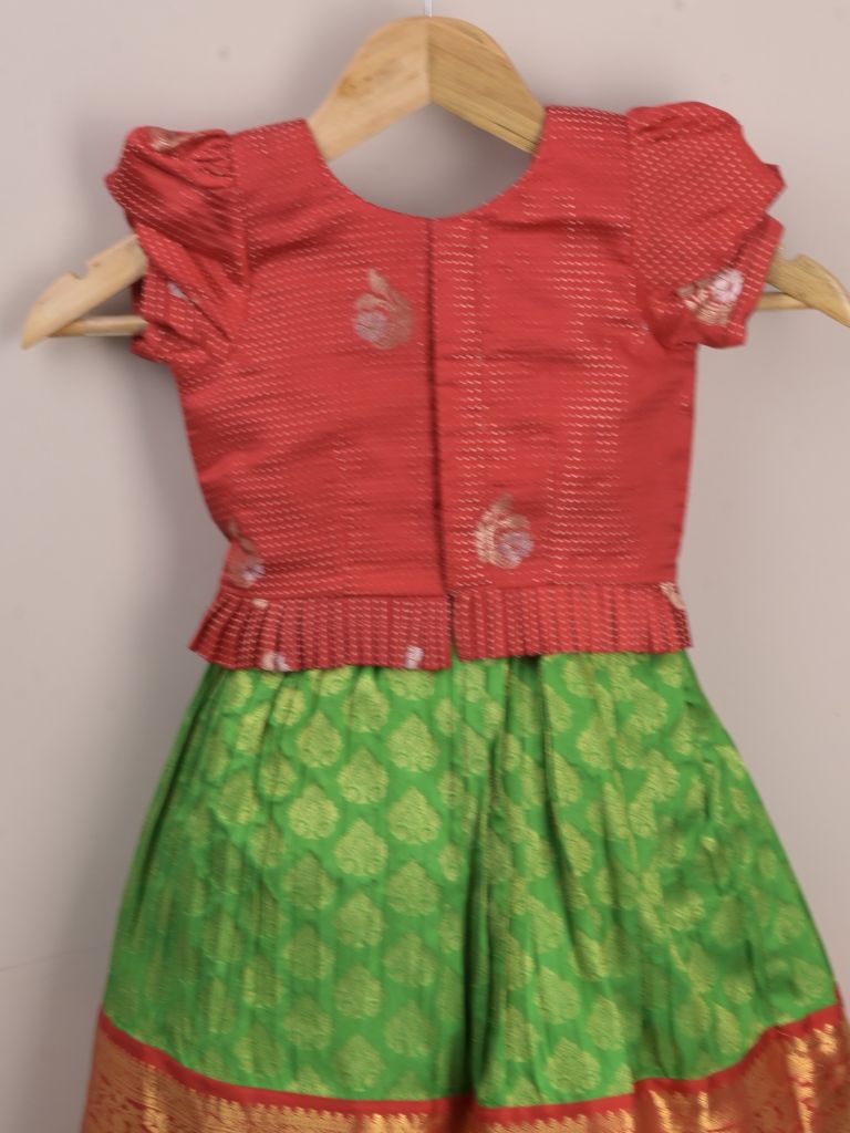 Kids Traditional Pattu Lehenga Set | light pink | Festive & Ethnic Wear | 1-2 year