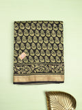 Maheshwari fancy saree black color allover prints & zari border with printed pallu and printed blouse